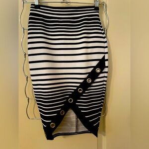 Material girl pencil skirt navy & white striped